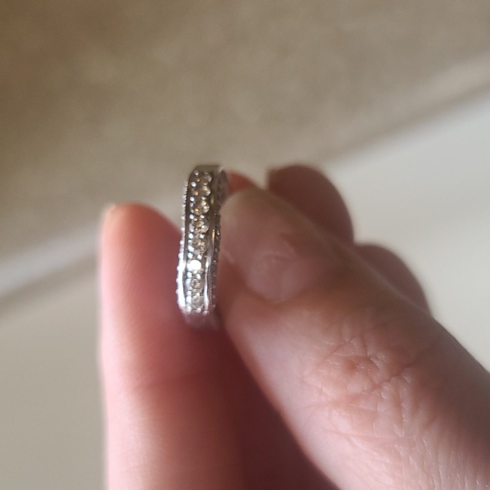 Diamond wedding band 14k white gold